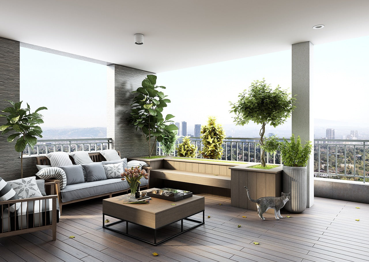 open balcony with different potted plants - Plant Studio