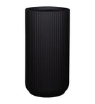 Fiber Clay Ribbed Tall Pot - Black - Plant Studio LLC